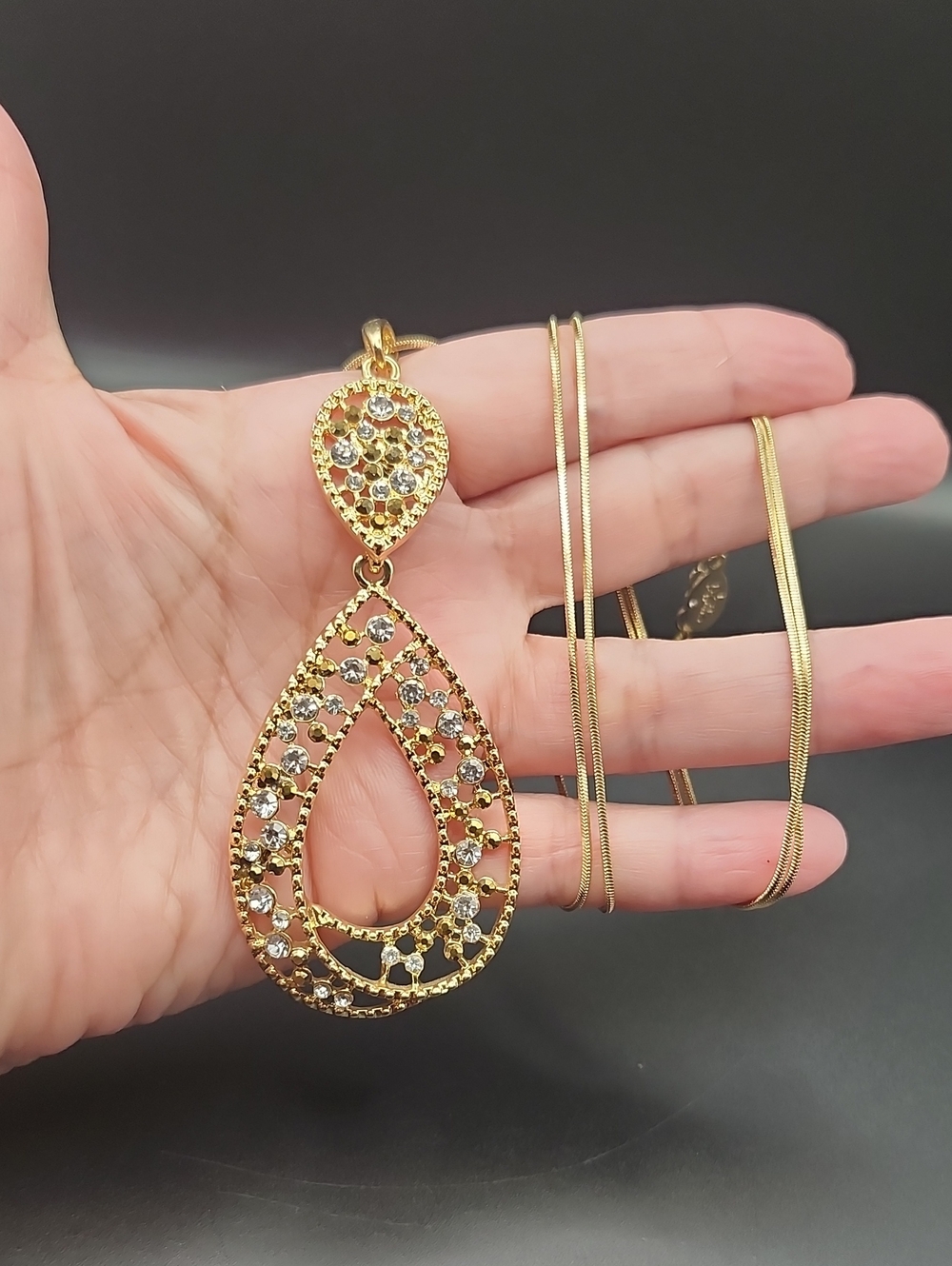Joan Rivers Gold Teardrop Crystal Pendant Necklace
